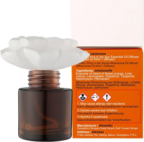 Vista 6 de Set de regalo de aroma para habitación, aceite esencial cítrico bajo el sol (1.7 onzas líquidas) y difusor, ambientador natural de 60 días