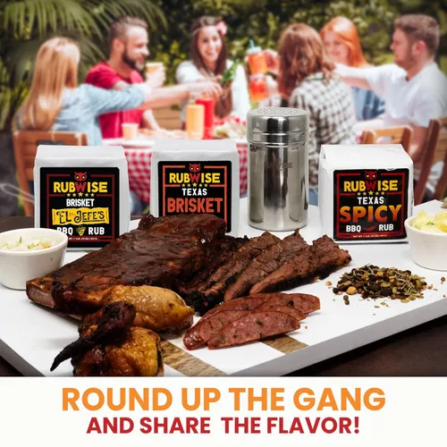 Vista 4 de Set de condimento RubWise BBQ para pecho de barbacoa (3 bolsas de 1 lb) - Paquete de variedad de especias y condimentos para barbacoa Especias