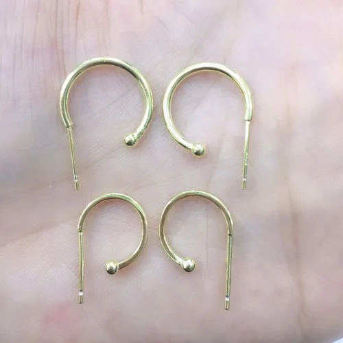 Vista 6 de Adabele Authentic Sterling Silver Half Round C Hoop Huggie Earrings 10mm 15mm 20mm 3mm Ball Hypoallergenic Nickel Free Jewelry Women Birthday Gift