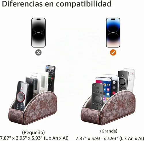 Vista 3 de Soporte de control remoto 5 compartimentos, piel sintética