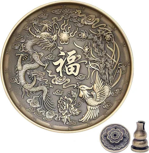 Vista 10 de Juego de soporte para quemador de incienso de cobre, cuenco de cobre martillado para uso en altar, plato de joyería, rituales, incienso, manchas