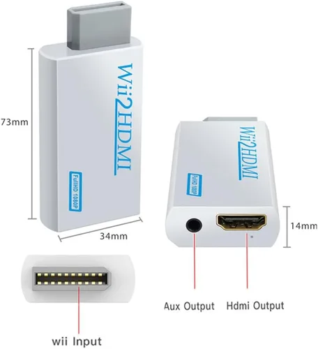 Vista 4 de JIUHCORY Convertidor Wii a HDMI, consola de juegos Wii conectada a monitor de TV de alta definición, por lo que HDMI Upscale a 720p o 1080p salida