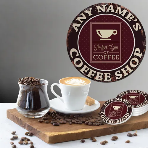 Vista 5 de Café y té perfectos de café, tazas personalizadas de Chic Sign Rústico, estilo vintage, retro, cocina, bar, pub, cafetería, cobertizo de cueva 0079