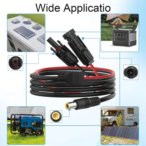 Vista 5 de Solar Panel Connector to DC7909 Charging Cable 14AWG Pure Copper Solar Panel Cable,DC 5.5x2.1mm Adapter Cable for Portable Power Station,Solar