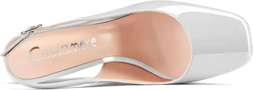 Vista 4 de Castamere Sandalias de vestir transparentes con tacón alto y puntera cuadrada para mujer, tacón grueso y sin cordones, tacón de 3.9 pulgadas