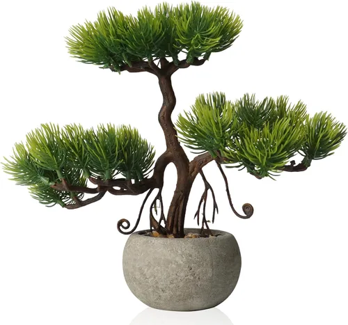 Vista 10 de KAIRNE Maceta floral de cerezo rosa artificial, 15.7 pulgadas de alto, plantas falsas de bonsái, plantas de imitación de flores, ramas decorativas