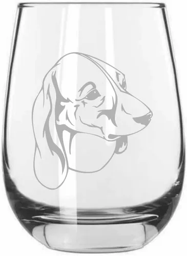 Vista 342 de Shar Pei (chino) - Vaso de vino sin tallo grabado para perro, 15.25 onzas