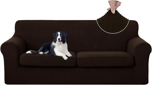 Vista 19 de U-NICE HOME Funda elástica para sofá de 3 piezas, funda de sofá lavable con cojín de asiento individual para sofá de 2 cojines, apta para mascotas
