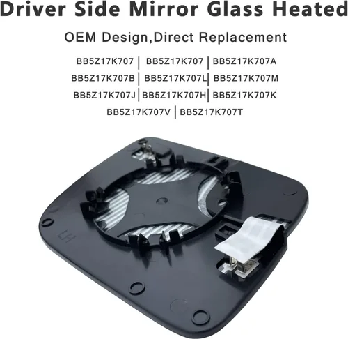 Vista 7 de Reemplazo de espejo lateral calefactado para lado del conductor Ford Explorer 2011 2012 2013 2014 2015 2016 2017 - Para espejo lateral del conductor