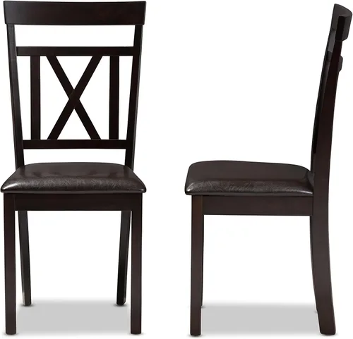 Vista 3 de Baxton Studio Rosie Silla de comedor y silla de comedor tapizada de piel sintética marrón oscuro