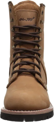 Vista 2 de Ad Tec Botas de madera para mujer de 9 pulgadas, cuero loco, punta de seguridad suave y lisa con suela de lengüeta resistente al aceite, Beige