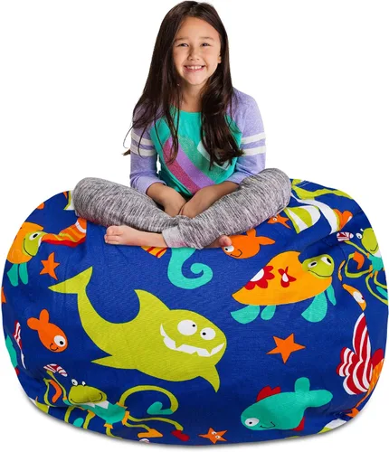 Vista 80 de Posh Creations Funda de puf para niños con almacenamiento para animales de peluche - Organizador de juguetes para niños, Mediano 68.58 cm - Lona
