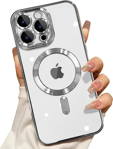 Vista 10 de Misscase Funda MagSafe compatible con iPhone 12 Pro Max con protector de lente de cámara, protección completa, funda magnética transparente