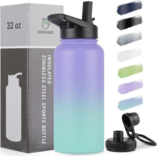 Vista 38 de DOMICARE Botella de agua para niños de 16 onzas para la escuela, de acero inoxidable, con aislamiento al vacío de doble pared, botella de agua