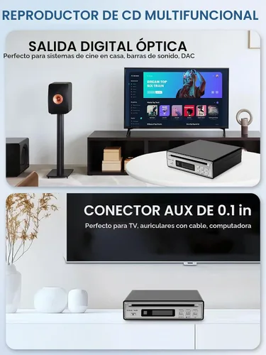 Vista 5 de Reproductor de CD de alta fidelidad para el hogar, extractor de CD, reproductor de CD Bluetooth para automóvil con extracción USB, Rip CD a USB