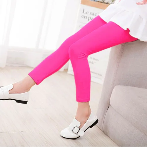 Vista 5 de EEZYCHOIC Paquete de 6 leggings básicos para niñas, de algodón, suaves, sin pies, elásticos, para niñas
