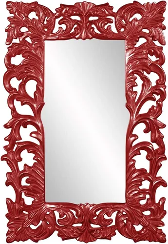 Vista 18 de Howard Elliott Chateau Rectangular Hanging Wall Mirror, Scroll Work Frame, Black, 31.5 x 42 Inch