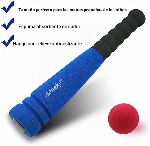 Vista 2 de Aoneky Bate y pelota de béisbol de espuma mínima azul de 11.8 pulgadas