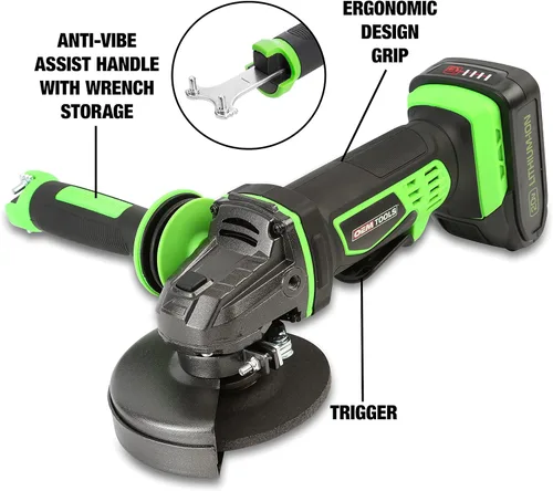 Vista 3 de OEMTOOLS 24492 Amoladora angular inalámbrica de iones de litio de 20 V máx. con disco, amoladoras eléctricas con accesorios para amoladora angular