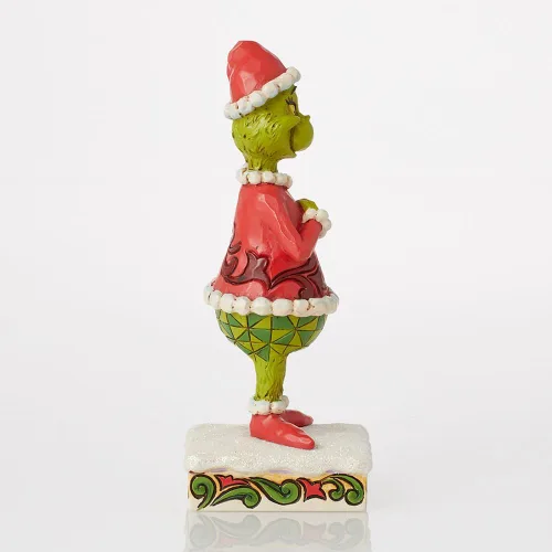 Vista 4 de Enesco Dr. Seuss Grinch por Jim Shore Figura de Navidad de Grinch Feliz Santa, Resina Pintada a Mano Figuras Decorativas Coleccionables Artesanales