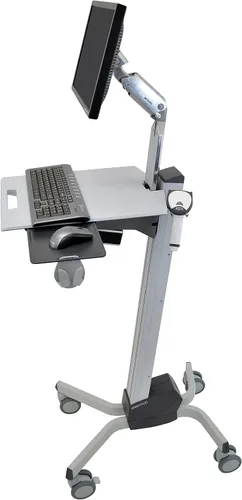 Vista 4 de Ergotron Neo-Flex Carrito de computadora con ruedas, estación de trabajo móvil de pie - Monitor, gris