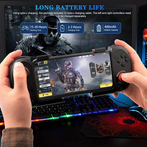 Vista 5 de Joso Mobile Gaming Controller for iPhone, Android, Direct Play, Portable Bluetooth Mini Controller Gamepad Joystick with Magnetic Storage for iPhone