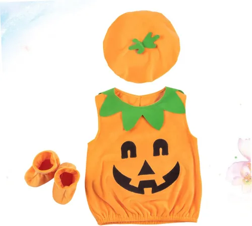 Vista 3 de SOIMISS 1 juego de lindos conjuntos de ropa para niñas, trajes para niños, disfraz de fiesta de Halloween, disfraz de calabaza para niños