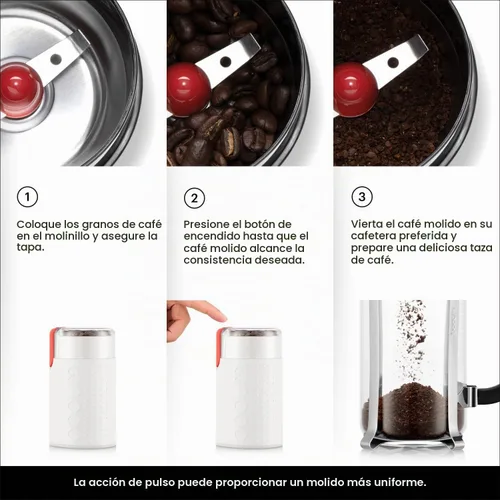 Vista 3 de Bodum Bistro - Molinillo de café eléctrico con cuchilla, color blanco