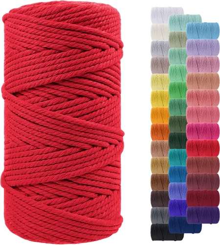 Vista 87 de Cordón de macramé de 0.079 pulgadas, cuerda de algodón natural de 109 yardas, hilo de cuerda de macramé para manualidades, ganchos de pared