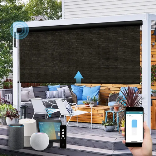 Vista 8 de SmartWings Persianas motorizadas para exteriores para patio, compatibles con materia, Homekit, Z-Wave, Alexa, Google, persianas enrollables