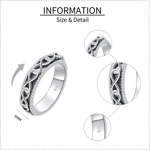 Vista 33 de YAFEINI Anillo giratorio de plata de ley para mujer, nudo celta, girasol, margarita, corazón, árbol de la vida, joyería de regalo para mujeres