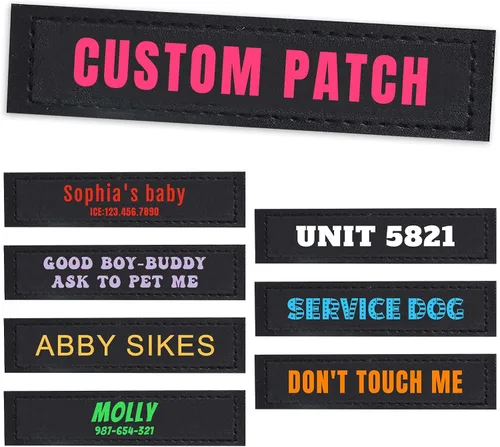 Vista 20 de Parches personalizados con nombre para arnés o collar de perro, texto personalizable, parches tácticos extraíbles, 2 parches personalizados