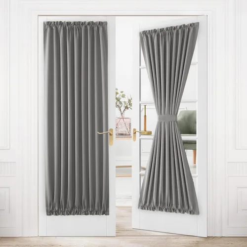 Vista 18 de DWCN Cortinas para Puertas Francesas – Cortinas opacas térmicas con bolsillo para barra para puertas con ventana de cristal, puertas de cocina