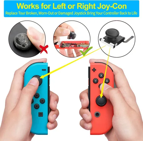 Vista 5 de HOAYOYA Joycon Joystick de repuesto 4 unidades, sin deriva, barras de pulgar analógicas para Nintendo Switch, Switch Lite y Switch OLED, kit