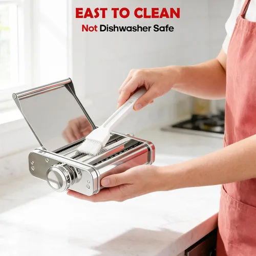 Vista 13 de Accesorio de pasta de acero inoxidable para batidora de pie KitchenAid, máquina de pasta 3 en 1 con rodillo de pasta, cortadores de espaguetis