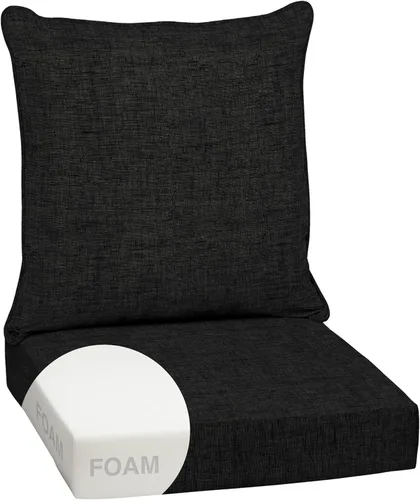 Vista 34 de Arden - Juego de cojines de asiento profundo para exteriores, espuma, 24x24, aguamarina