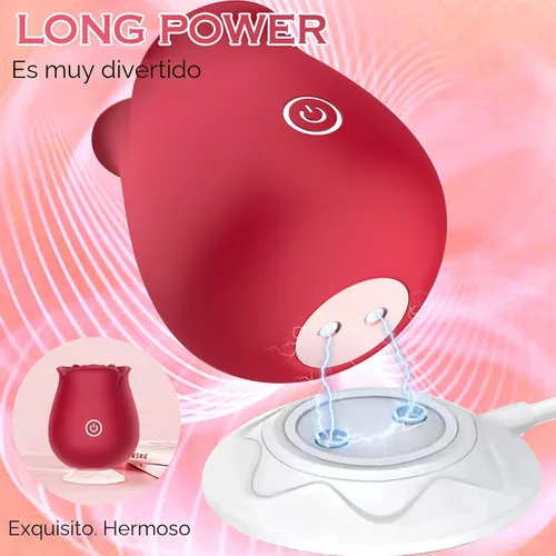 Vista 5 de Yume Rose Toy - Estimulador de clítoris para mujeres, 10 modos de succión y vibración, recargable, silicona suave, silencioso, discreto, juguete