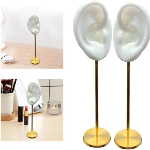 Vista 4 de Colaxi 2 soportes de exhibición de pendientes duraderos de silicona suave modelo de oreja humana