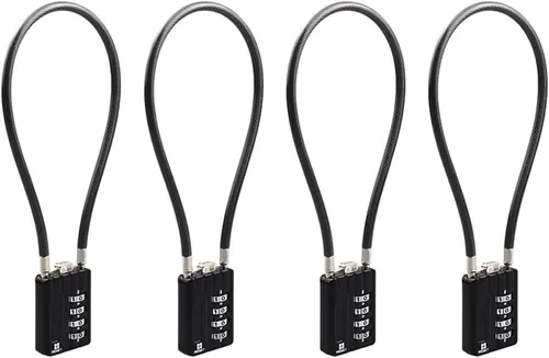 Vista 19 de RESET-201 (1 Pack) Candado de combinación de 4 dígitos con cable flexible de 7.1 pulgadas (18 cm), cerradura larga, cerradura de cable para viajes