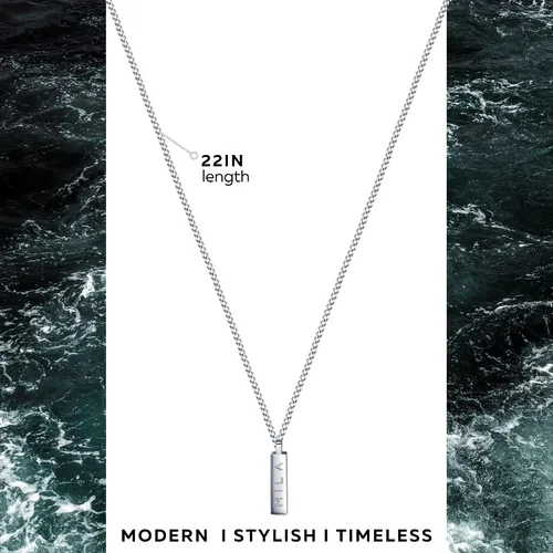 Vista 2 de Collar para hombre Collar con colgante en L Unisize L cadena de acero inoxidable para hombres y mujeres, collares geniales, cadena alternativa
