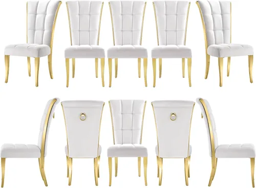 Vista 24 de ACEDÉCOR Sillas de comedor modernas de terciopelo negro y dorado, juego