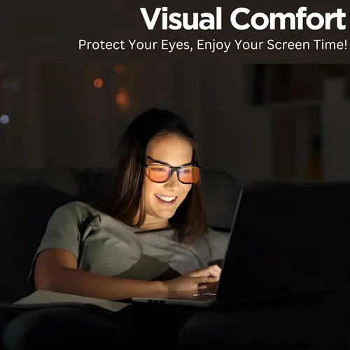 Vista 8 de Vyzia Lentes de bloqueo de luz azul con clip para dormir Se ajustan sobre anteojos recetados, lentes naranjas ayudan a reducir la fatiga ocular