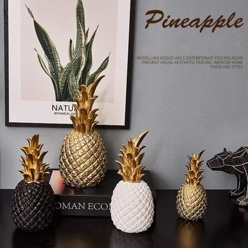 Vista 4 de Yardwe Figura de piña, adorno de fruta de resina artificial, decoración de frutas, decoración de fiesta de Hawaii, accesorios de fotografía