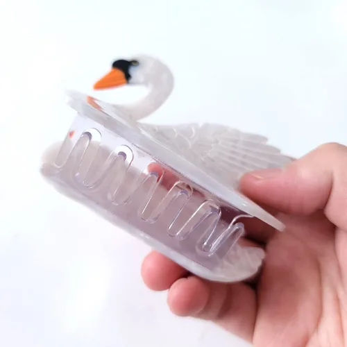 Vista 4 de Clip de garra de cisne blanco,Pinzas de pelo de acetato,Pinzas de garra pequeñas para mujeres