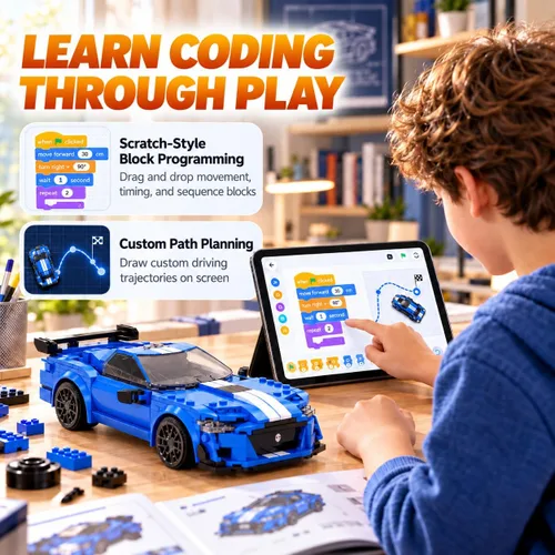 Vista 8 de WISEPLAY Juego de construcción de automóviles a control remoto, construye tu propio kit de automóvil a control remoto, kit de construcción
