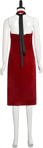 Vista 4 de HAIRXR Disfraz de cosplay malvado para mujer, Ada Wong, rojo, sexy, Cheongsam Qipao, vestidos largos de graduación con peluca para Halloween