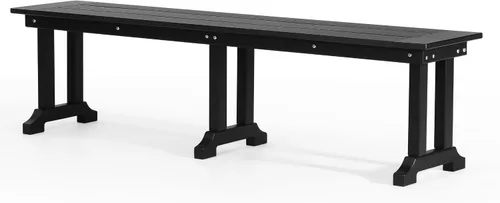 Vista 28 de WestinTrends Ashore Outdoor HDPE - Banco de patio con espalda descubierta de 48 pulgadas, color negro