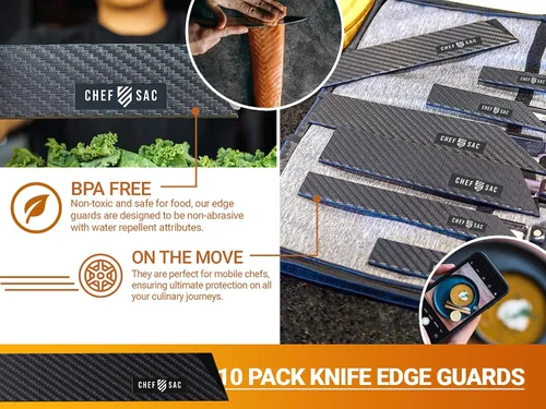 Vista 4 de Chef Sac Protectores de bordes de cuchillo, cubierta universal para cuchillo y protector profesional de cuchillos, protectores de cuchillos