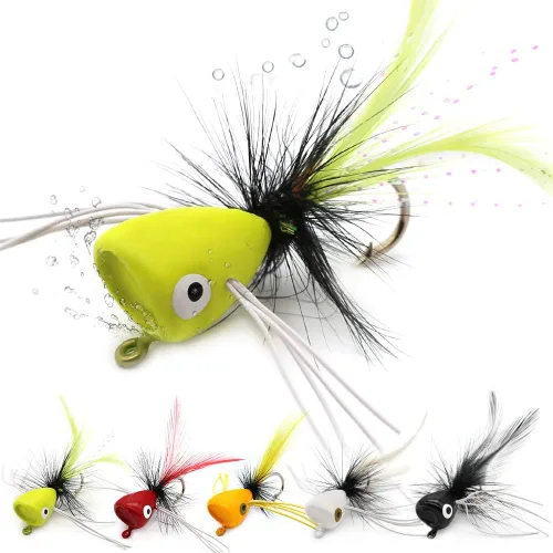 Vista 10 de Popper-Flies-para-Mosca-Pesca-Topwater-Bass-Panfish-Bluegill Poppers Moscas Bugs Señuelos