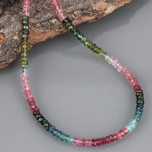 Vista 5 de NirvanaIN Collar Rondelle facetado de turmalina multicolor, collar multicolor, pieza de uso múltiple, piedras semipreciosas, regalo de compromiso